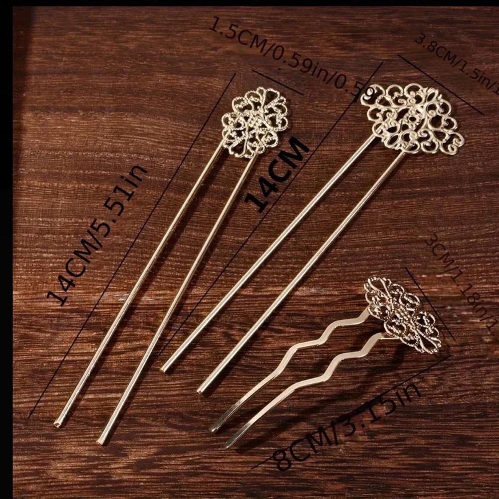 Elegant Gold Hair Sticks - Picture 3 of 5
